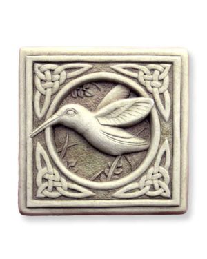 Cast Stone Plaque Featuring Birds Celtic Hummingbird Plaque